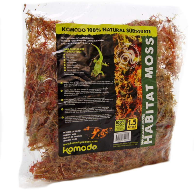 Живий мох Komodo Habitat Moss 1,5 л для тераріуму, амфібій та рептилій (83003)