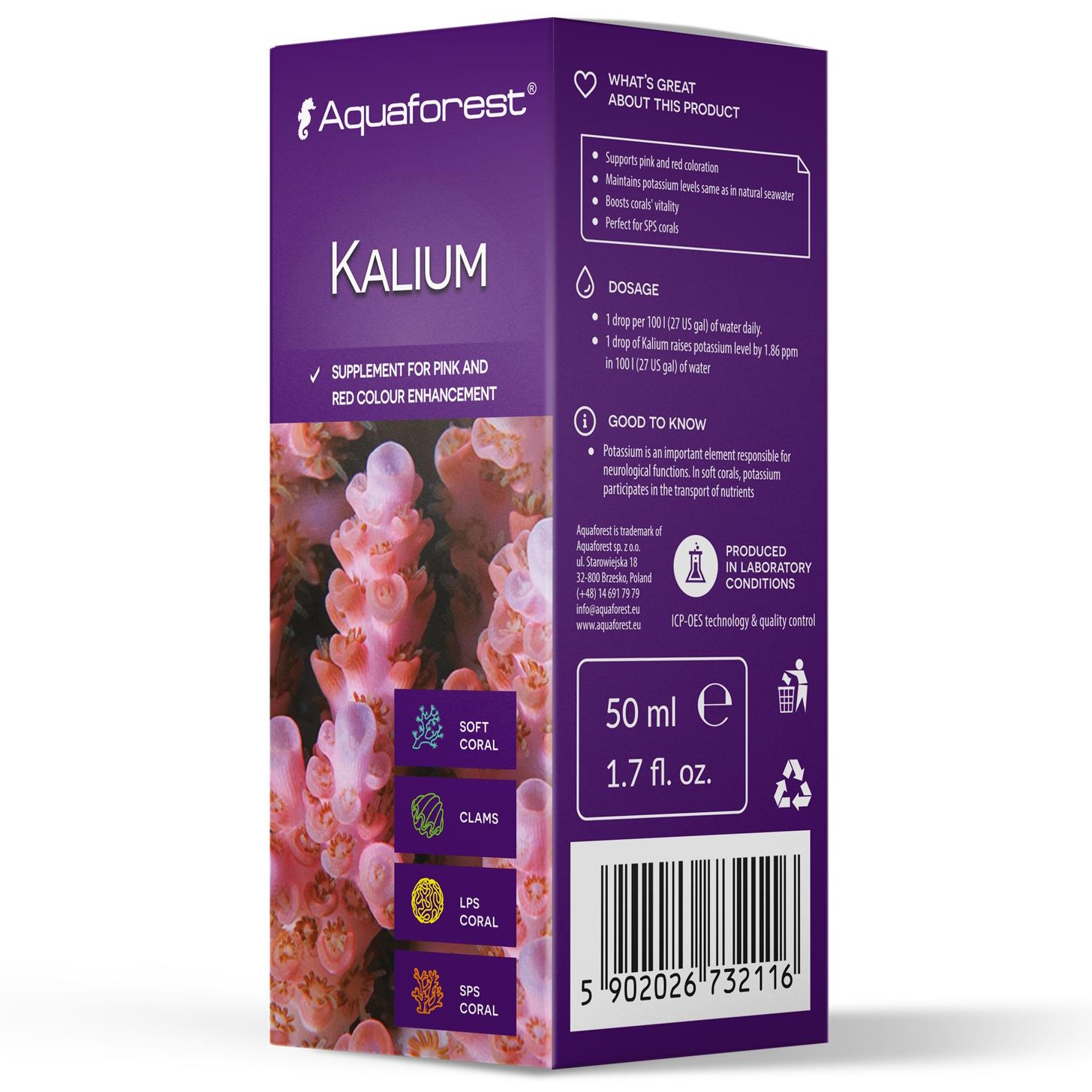 Калій для морського акваріума Aquaforest Kalium 50 мл - підсилення кольору SPS коралів