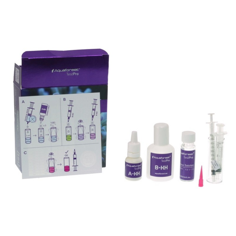 Тест на карбонатну жорсткість (KH) Aquaforest Alkalinity Test Kit, для морських акваріуміві, 78–100 вимірювань