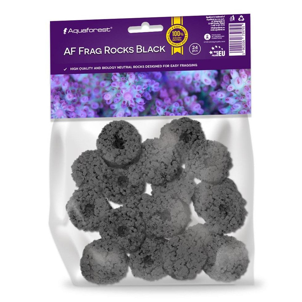 Плашки для посадки коралів Aquaforest Frag Rocks Black 24 шт - пористі, чорні, для морського акваріума