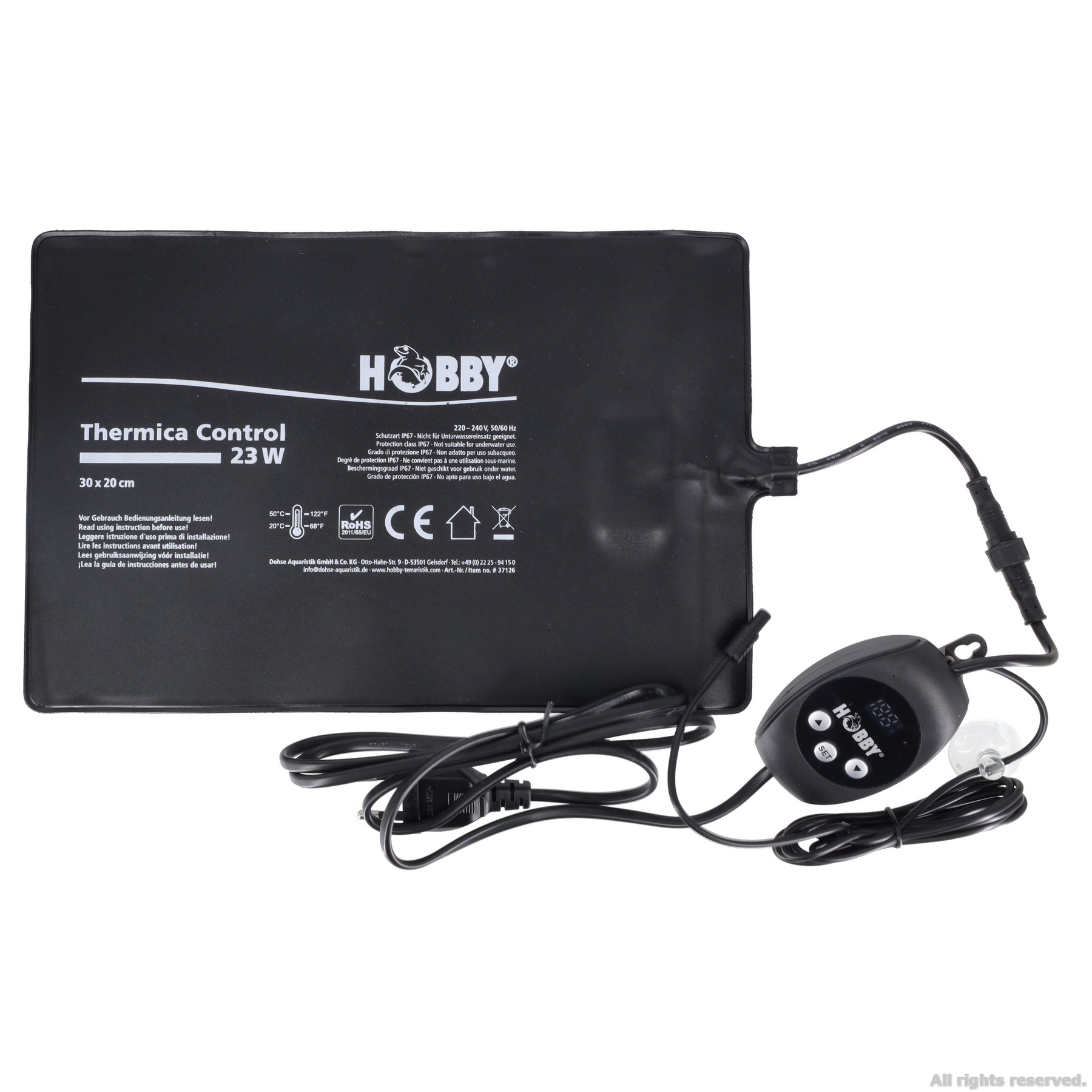 Нагрівальний мат водонепроникний з контролером Hobby Thermica Control 23 Ват IP67 30x20см (37126)