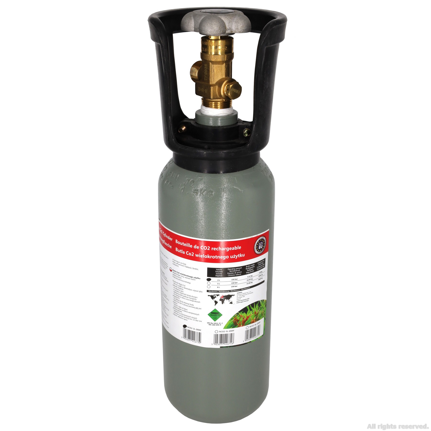 Балон CO2 з плоским дном Aqua Nova , метал, 2л. (NCO2-2L-GRAY)
