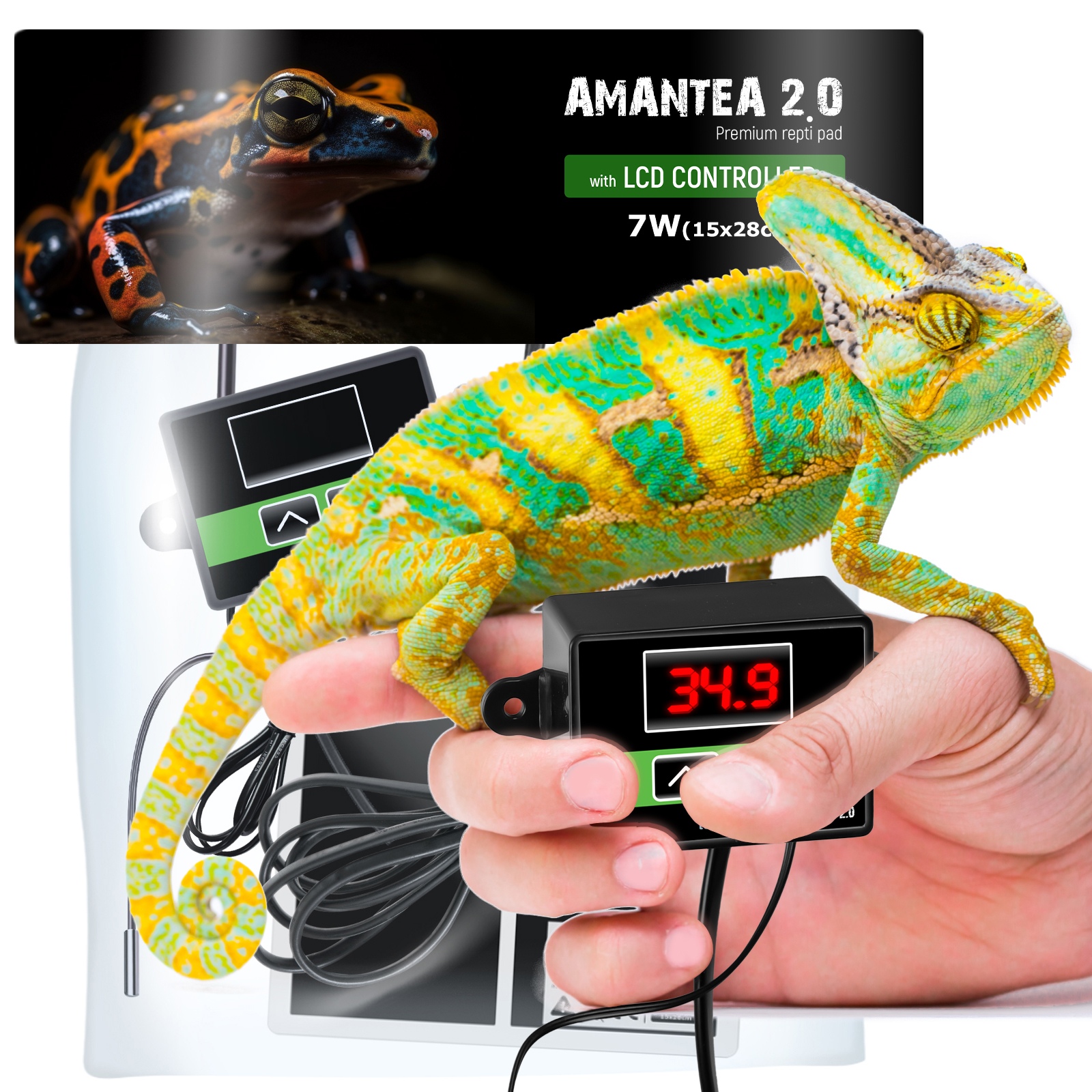 Нагрівальний мат з термостатом Terrario Amantea 2.0 7W 28x15см
