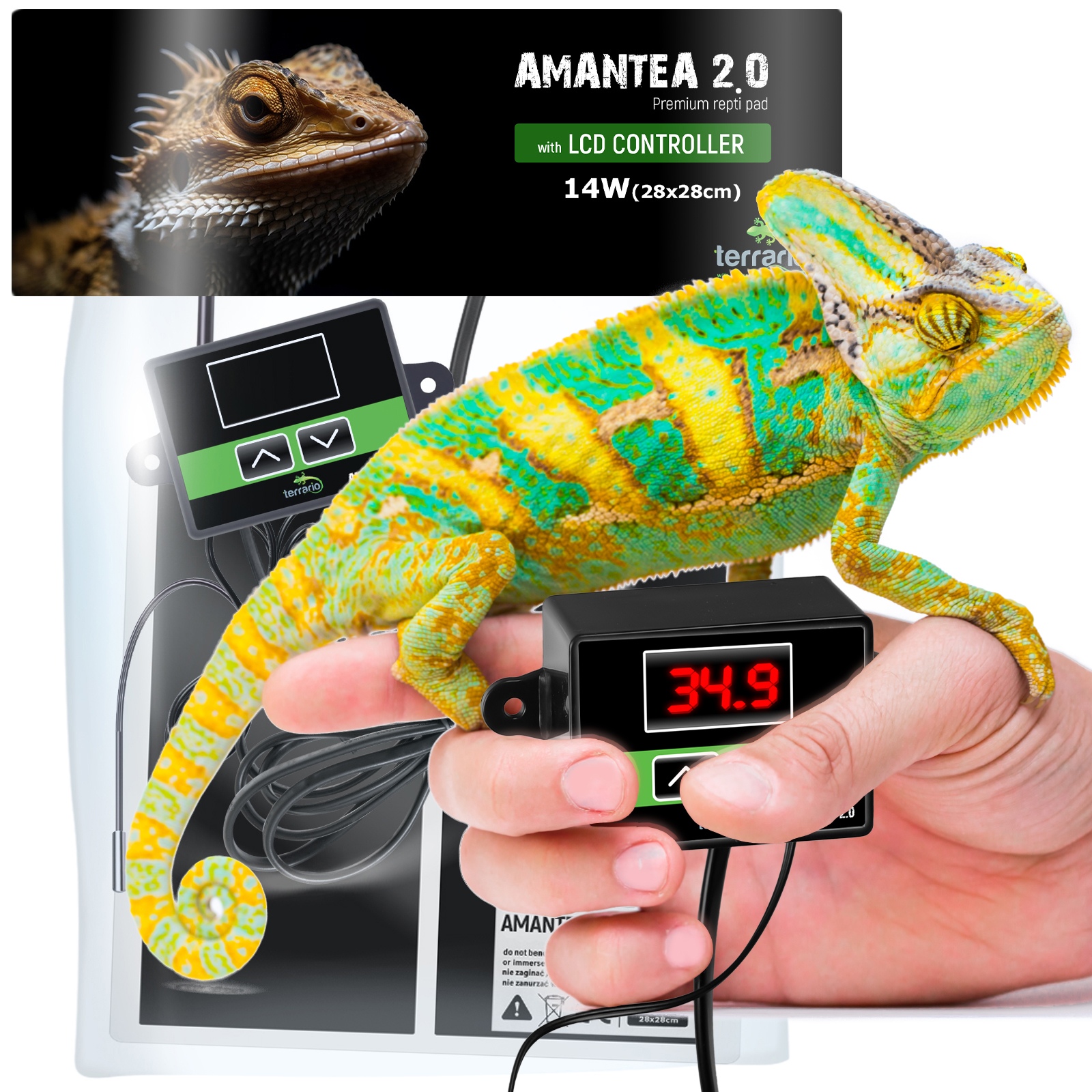 Нагрівальний мат з термостатом Terrario Amantea 2.0 14W 28x28см