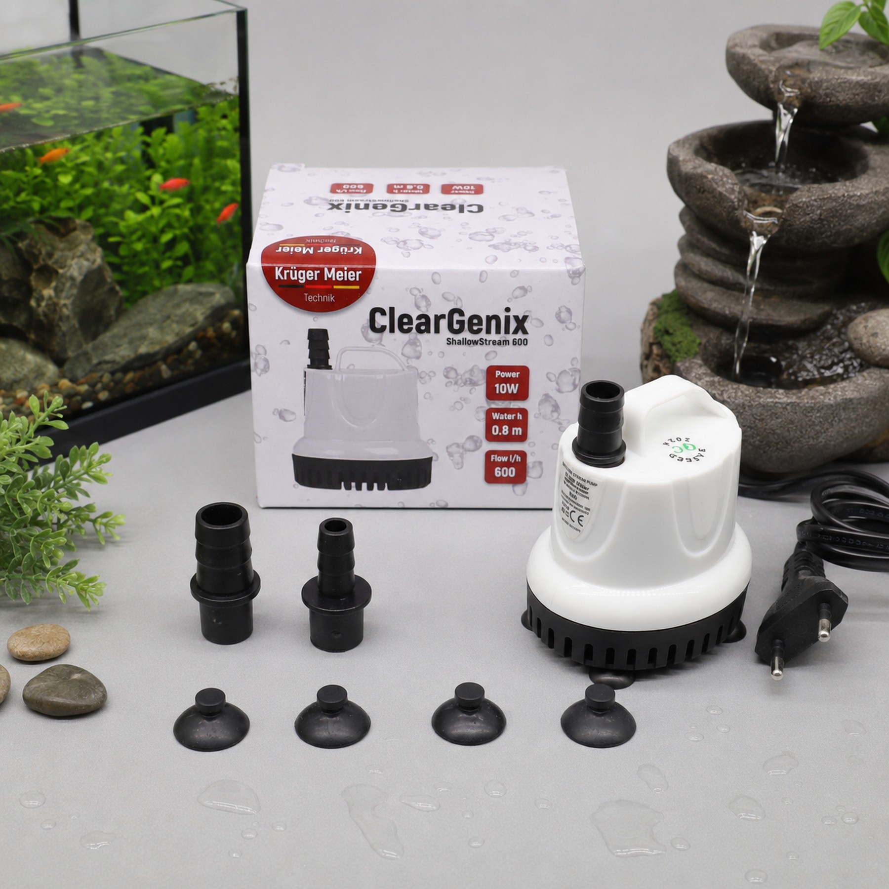 Помпа підйомна з низьким зануренням Kruger Meier ClearGenix 600 л/г для фонтанів, акваріумів, ємностей