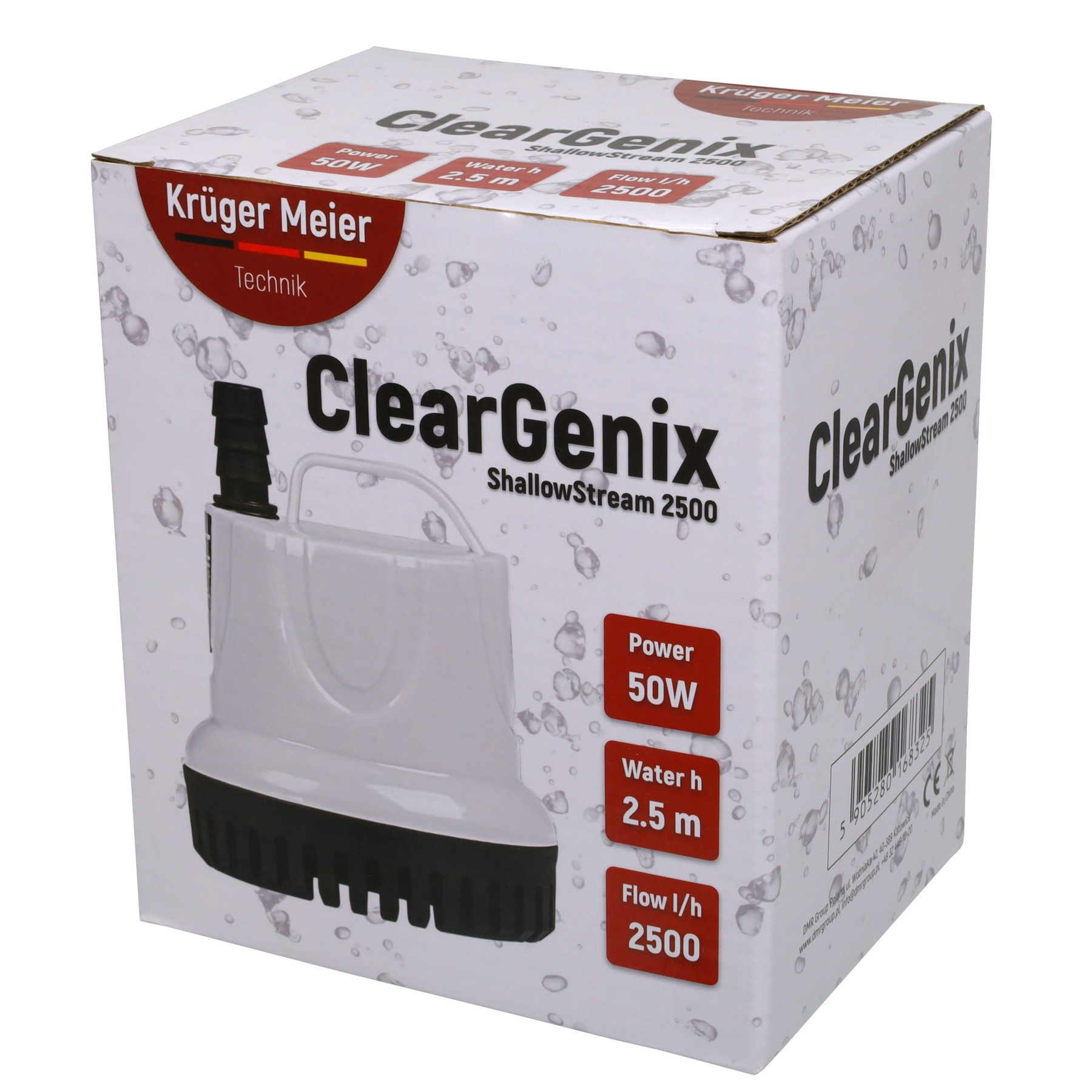 Помпа подъемная с низким погружением Kruger Meier ClearGenix 2500 л/ч для фонтанов, аквариумов, емкостей