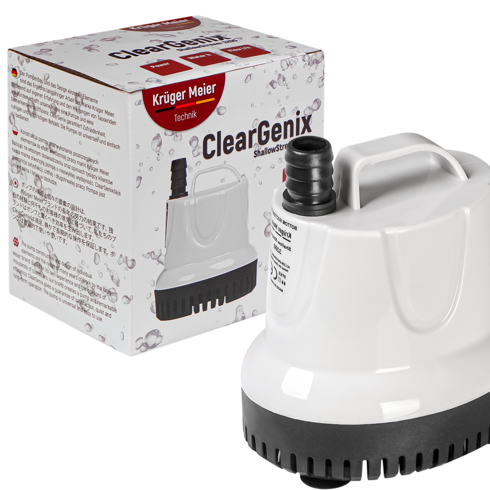 Помпа підйомна з низьким зануренням Kruger Meier ClearGenix 3200 л/г для фонтанів, акваріумів, ємностей