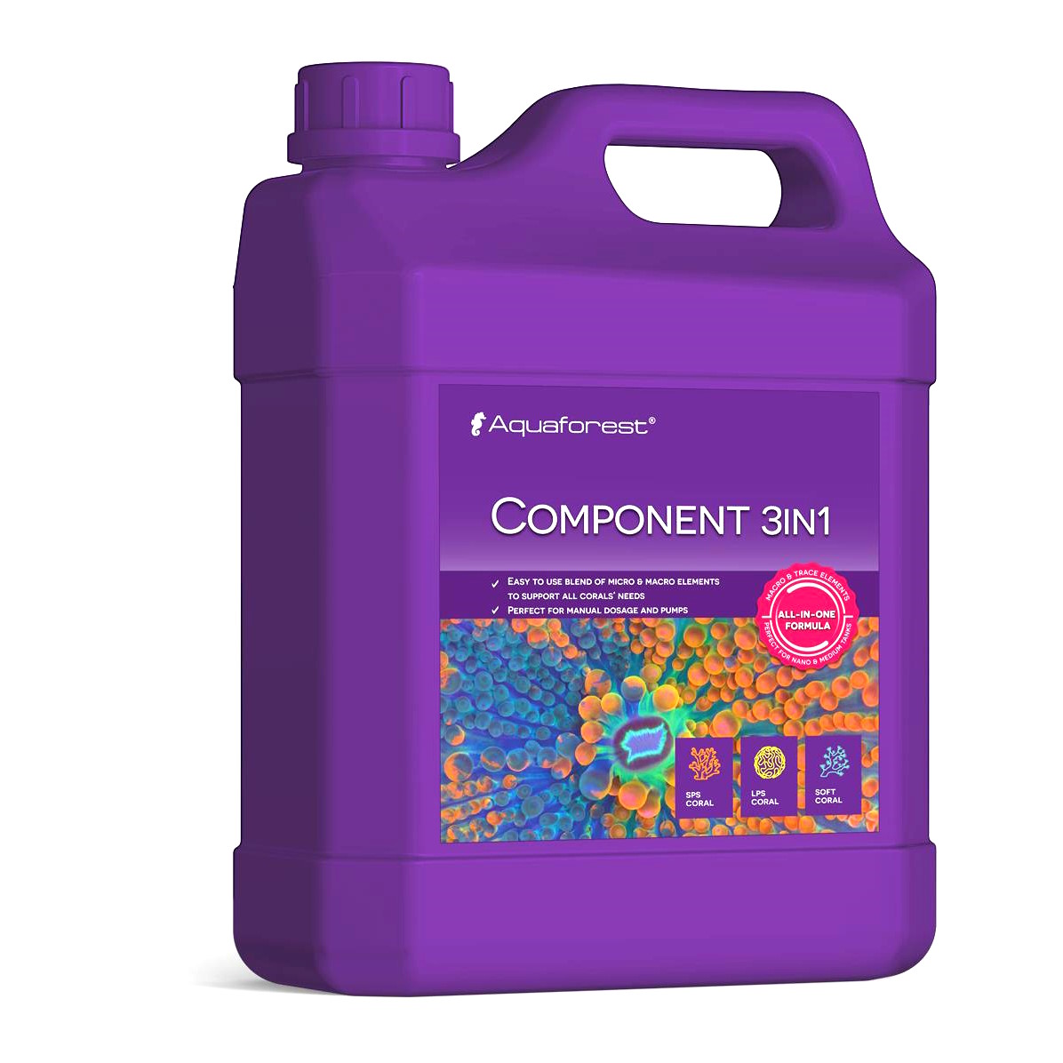 Комплекс макро і мікроелементів Aquaforest Component 3in1 1000 мл для морських акваріумів, метод Баллінга