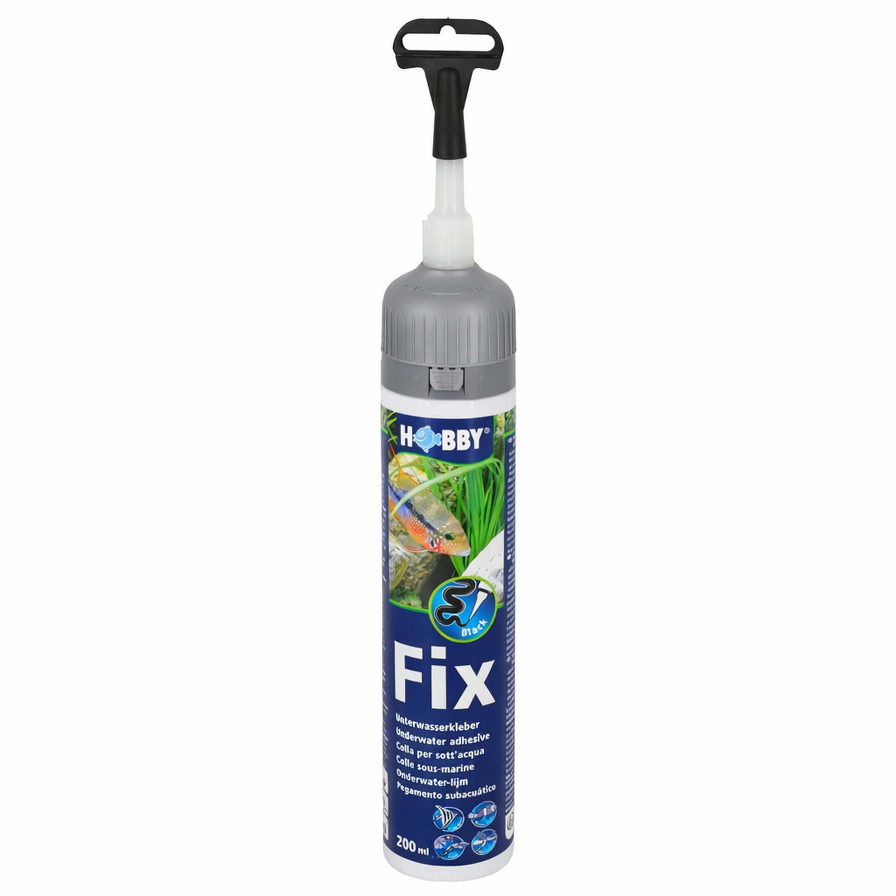 Клей, герметик акваріумний чорний Hobby Fix Underwater Adhesive black 200 мл (11965)