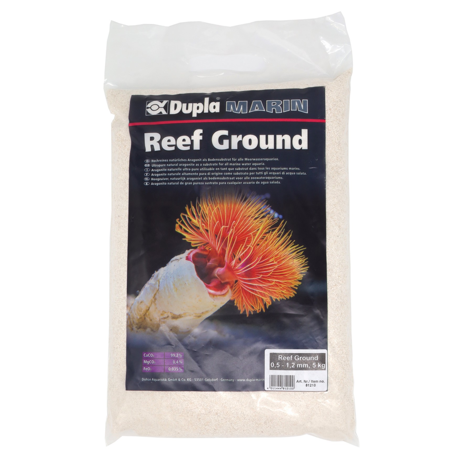 Природний арагоніт, субстрат для всіх морських акваріумів Dupla Reef Ground Ø 0,5 - 1,2мм, 5кг (81210)