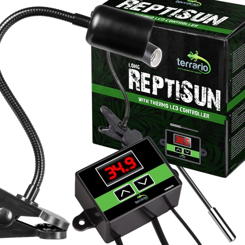 Світильник довгий з затискної ручкою і термостатом Terrario Long ReptiSun Temperature Control 200W