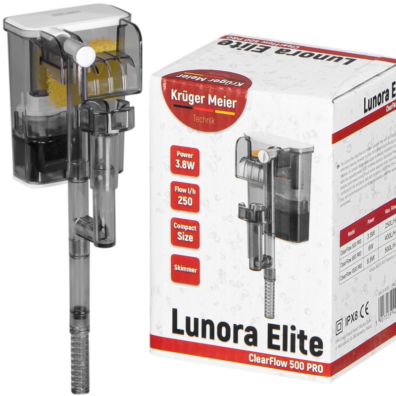 Каскадний фільтр Kruger Meier Lunora Elite 500 зі скіммером для акваріумів 15–35 літрів
