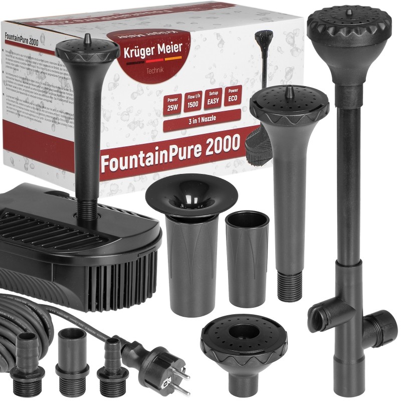 Фонтан-фільтр для ставка Kruger Meier FountainPure 2000 - 3 в 1: насос, фільтр, фонтан (1500 л/год)