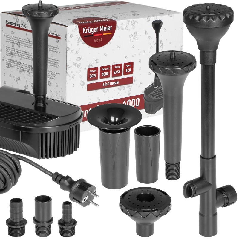 Фонтан-фільтр для ставка Kruger Meier FountainPure 4000 - 3 в 1: насос, фільтр, фонтан (3000 л/год)