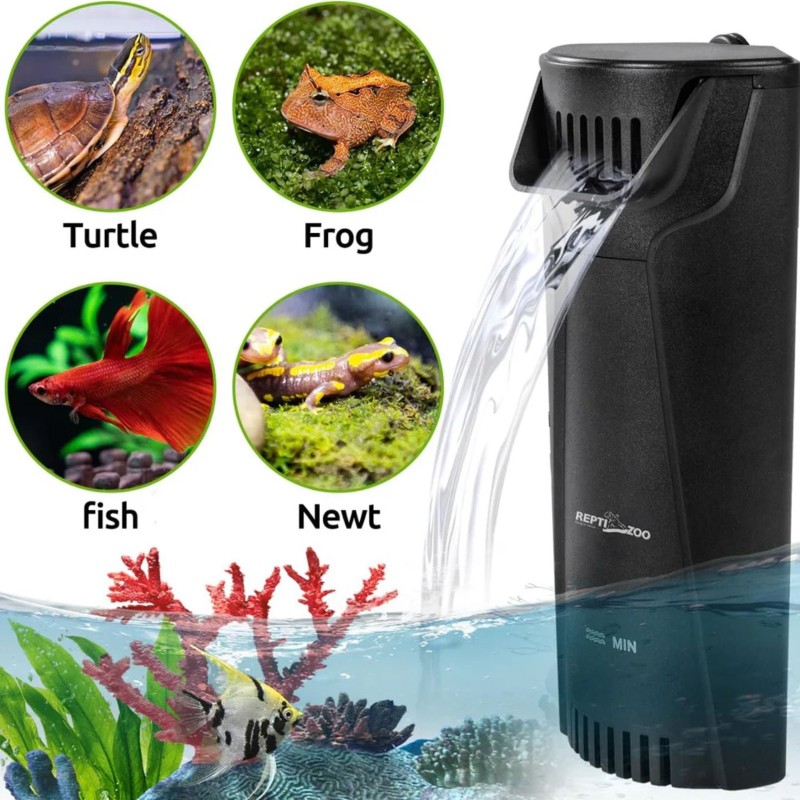 Внутрішній фільтр Repti-Zoo Aquatic Corner Filter (GLB08) для тераріумів із черепахами, рибами та амфібіями (350 л/год, до 76 літрів)