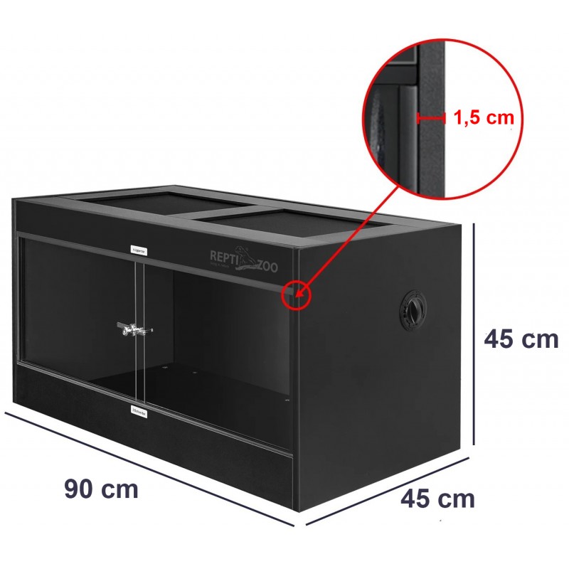 Тераріум з ПВХ Repti-Zoo Terrarium PVC 90x45x45 см (CN904545PN) з скляними дверцятами для рептилій і амфібій