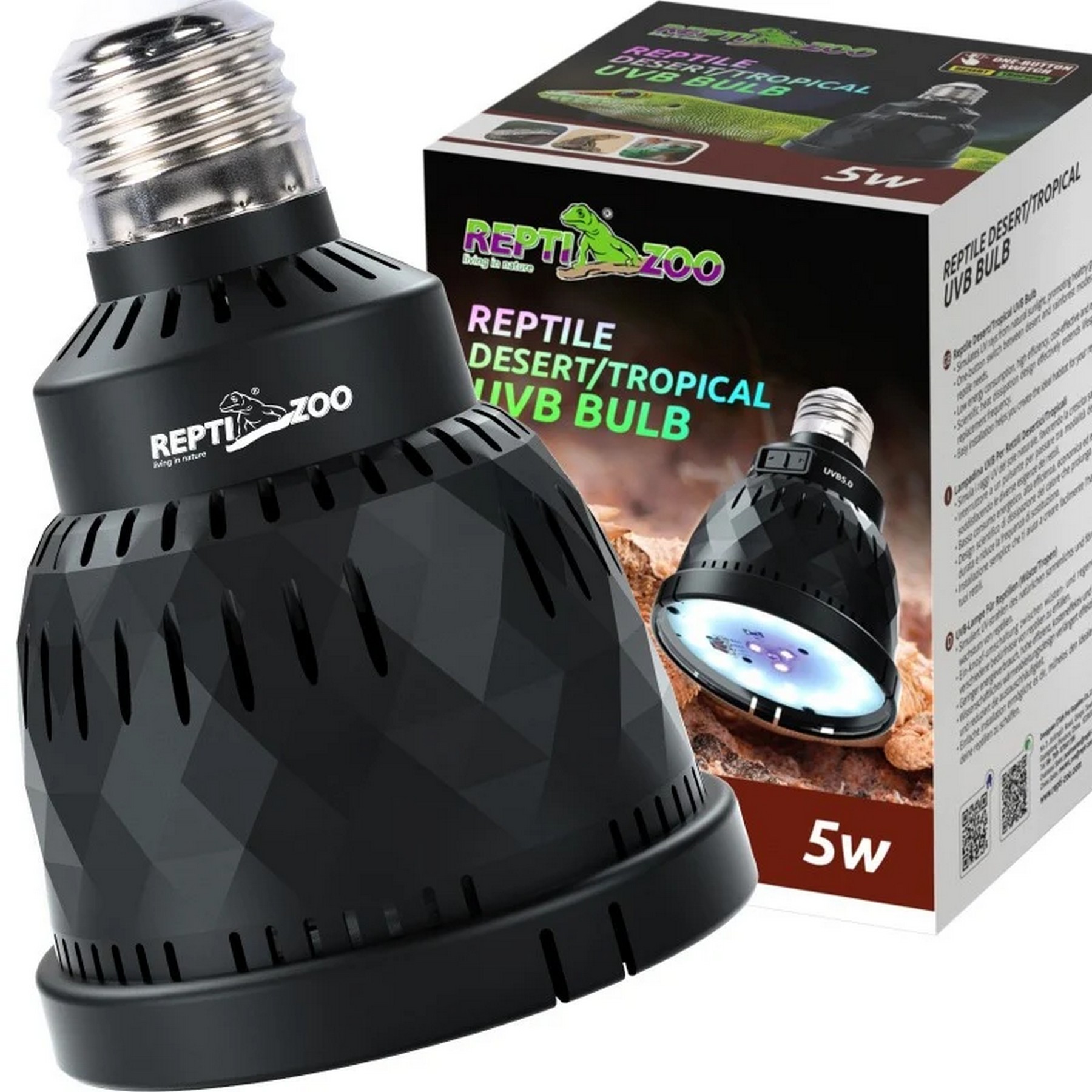 Лампа LED Repti-Zoo Desert and Tropical UVB 5.0 UVB 10.0 5W для тераріумів (LEDU04)