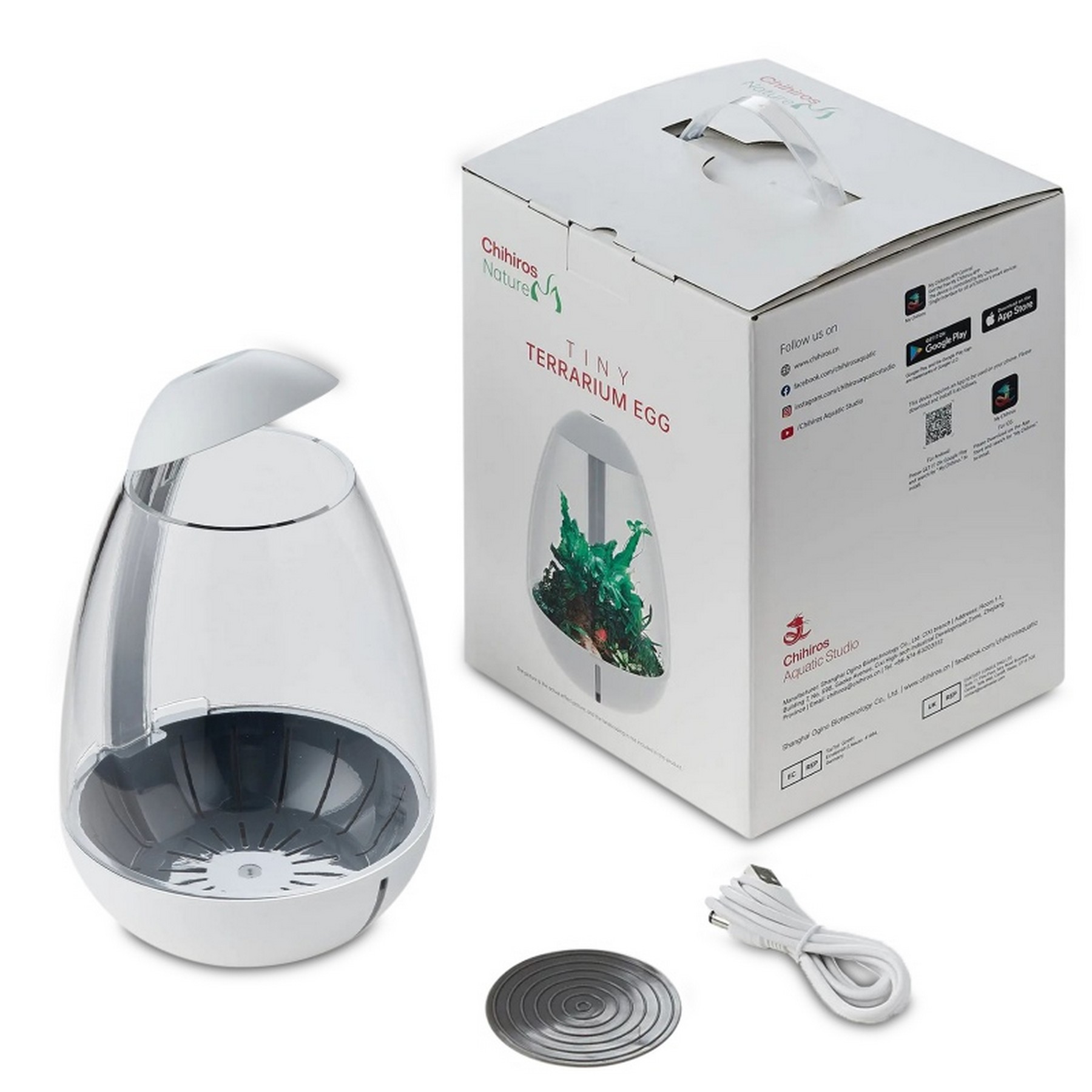 Мінітераріум Chihiros Tiny Terrarium Egg з LED-підсвіткою та керуванням через застосунок