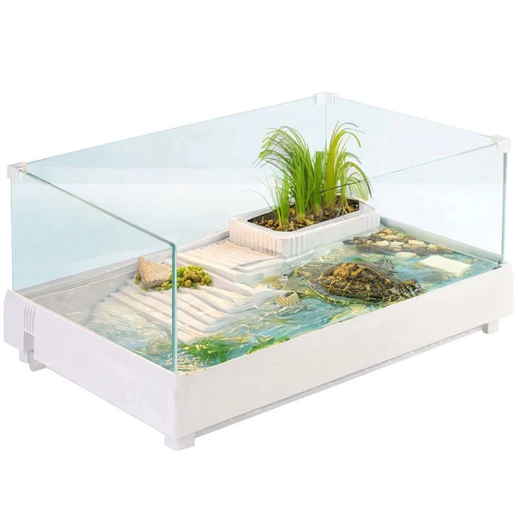 Тераріум-акваріум для черепахи Kruger Meier Turtle Shell Garden 39x27x17 см з островом і гідропонним контейнером