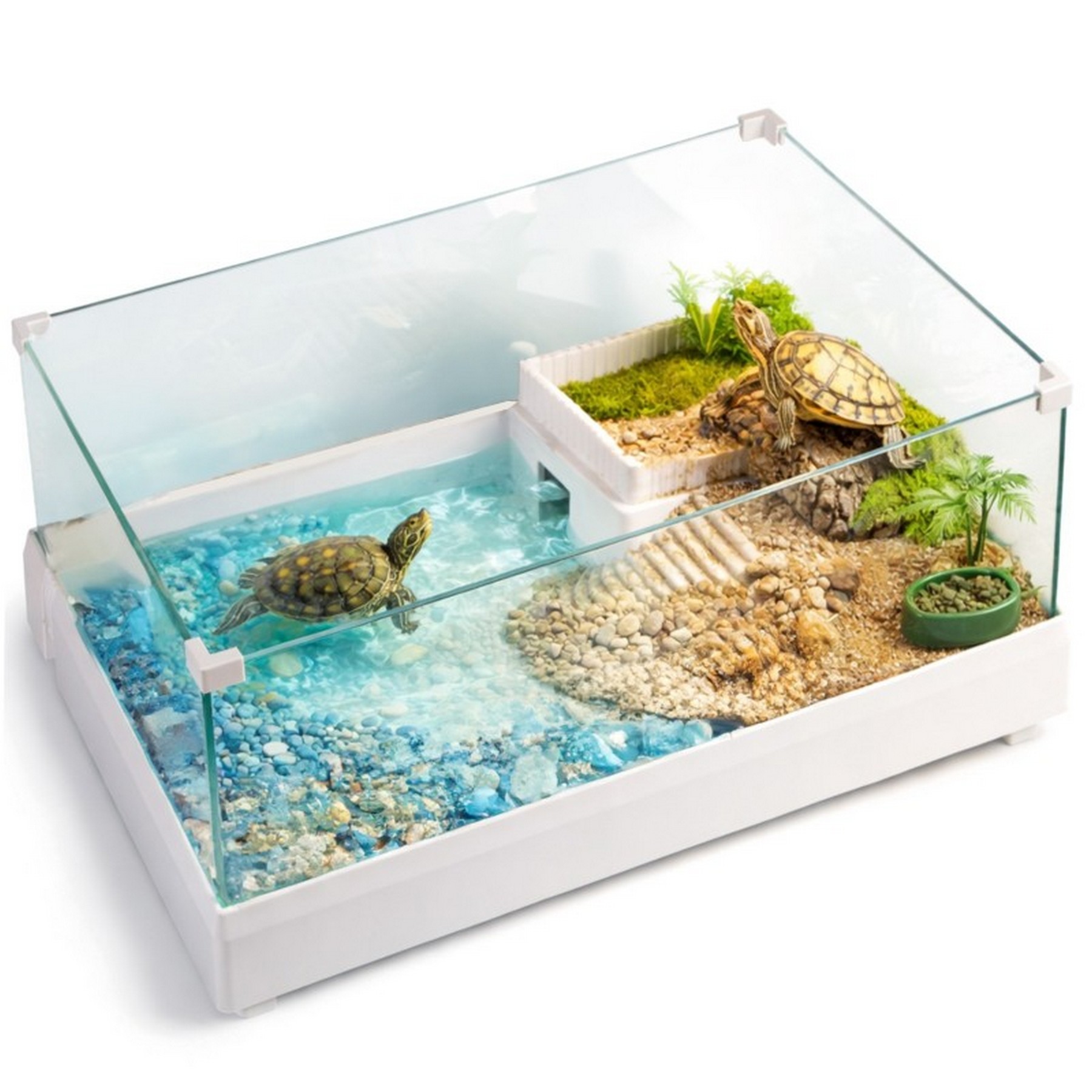 Тераріум-акваріум для черепахи Kruger Meier Turtle Shell Garden 49x31x19.5 см з островом і гідропонним контейнером