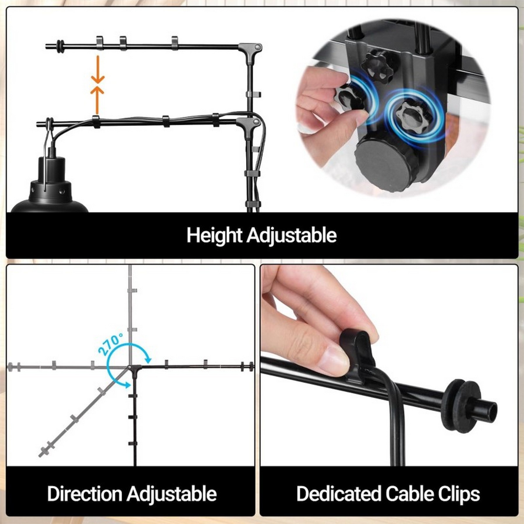 Тримач для ламп Repti-Zoo Dual Light Bracket LH023D подвійний кронштейн для тераріуму 360°