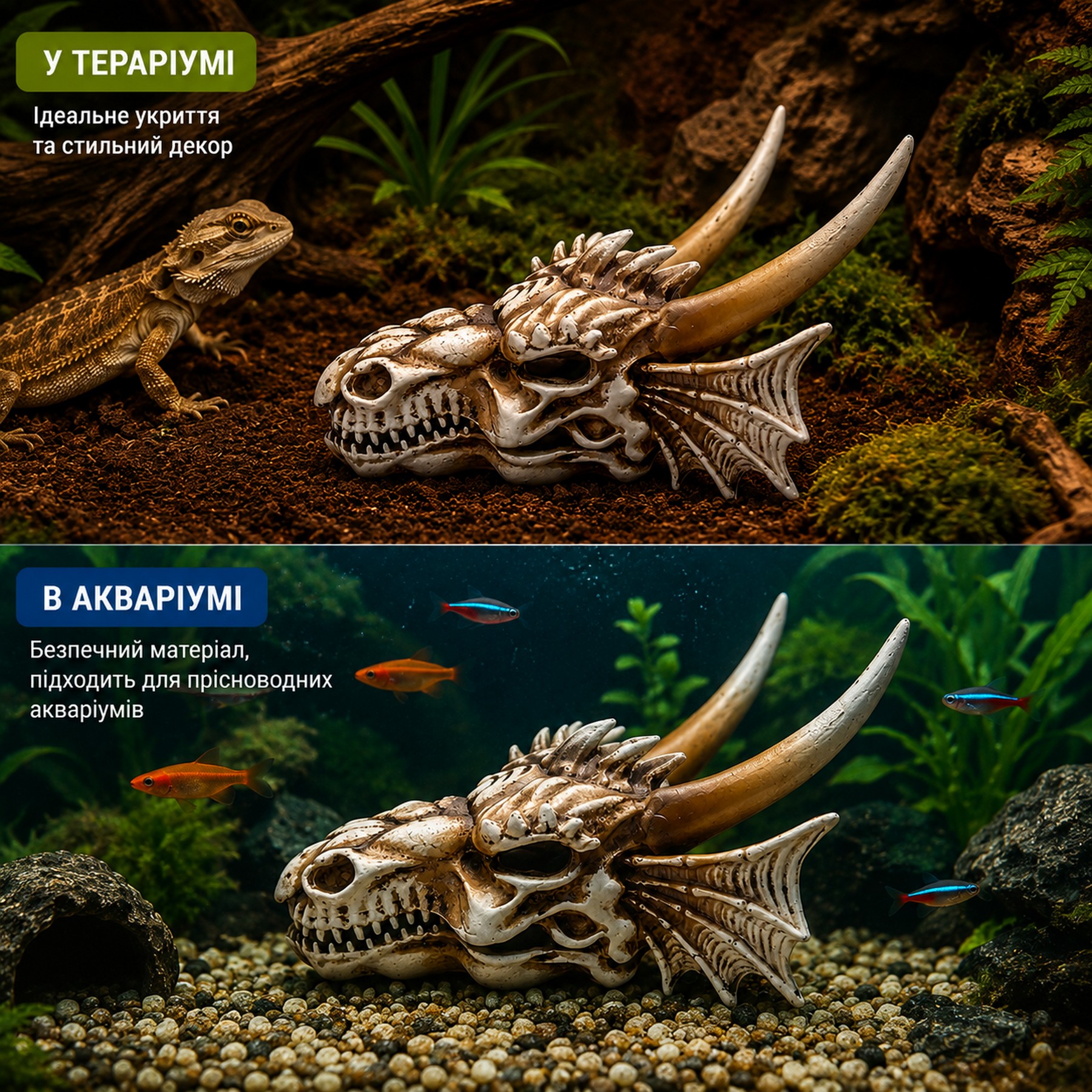 Декорація череп дракона Hobby Dragon Skull S 12,5×9×8,5 см для акваріума і тераріума (32074)