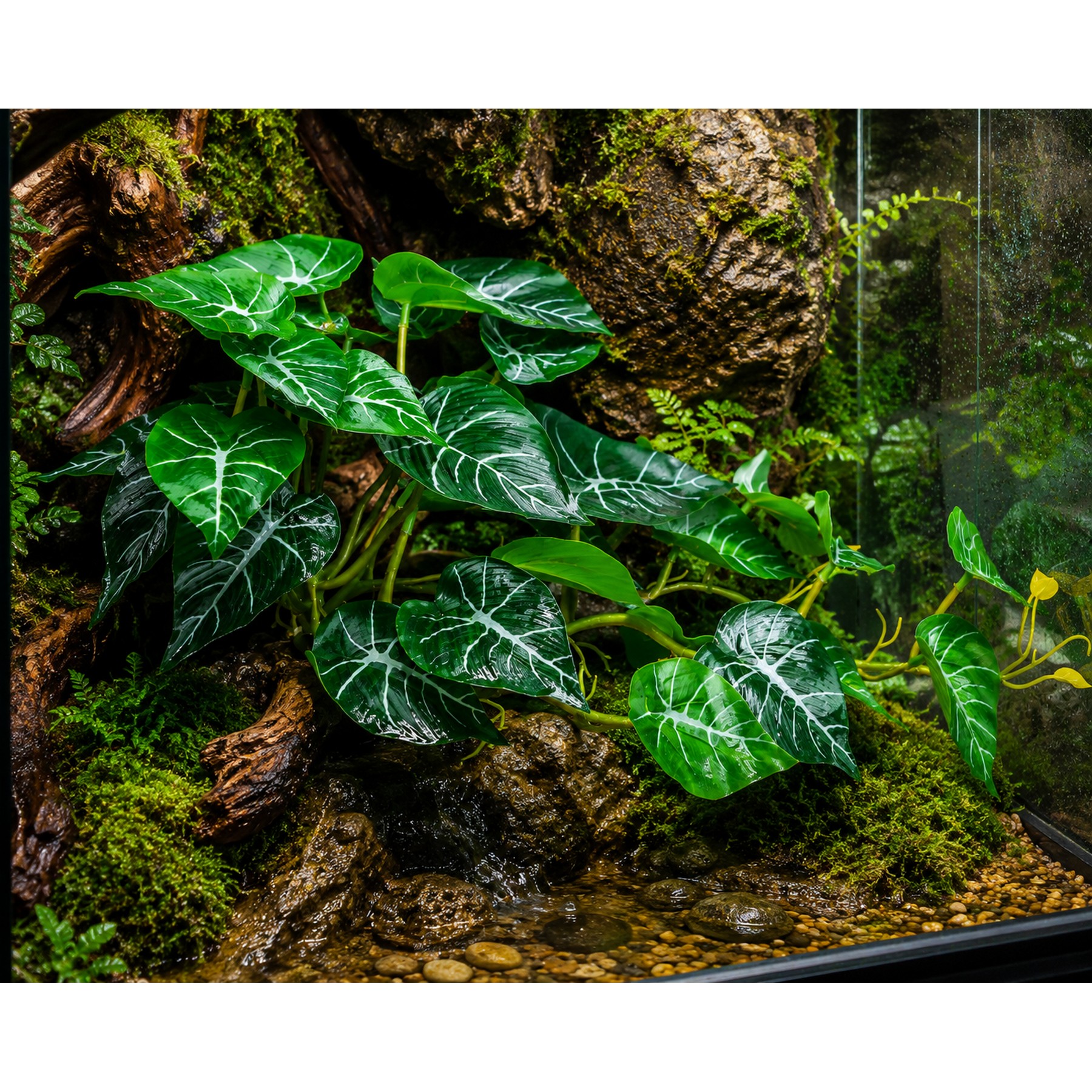Штучна рослина Hobby Alocasia 2 40 × 20 см (37718) для тераріуму, акватераріуму та палюдаріуму
