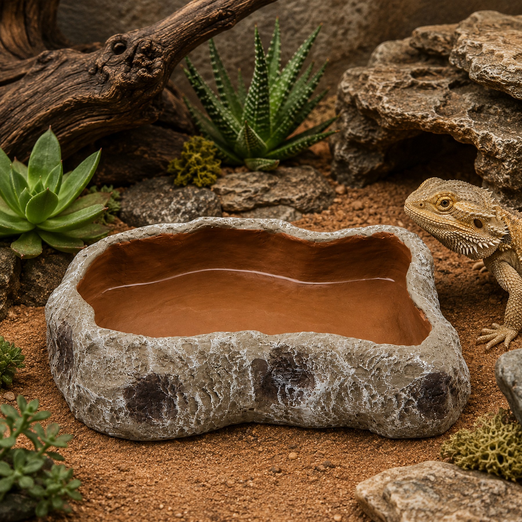 Миска для тераріуму Hobby Cera Dish Granite 3 18x12,5x4см (37802) поїлка та годівниця під натуральний камінь