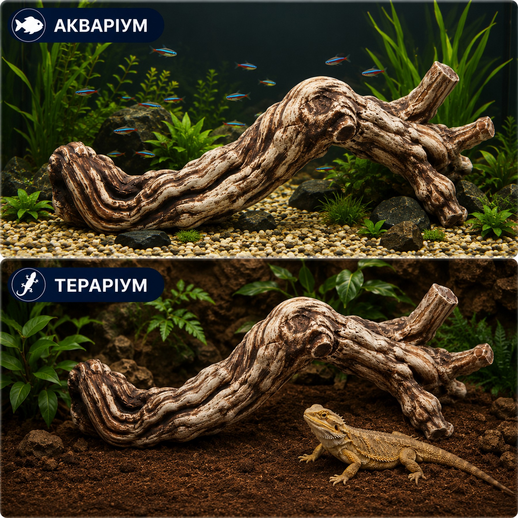 Декорація Hobby Cera Root 3 52×18×20 см - керамічна коряга для акваріума та тераріума (37822)