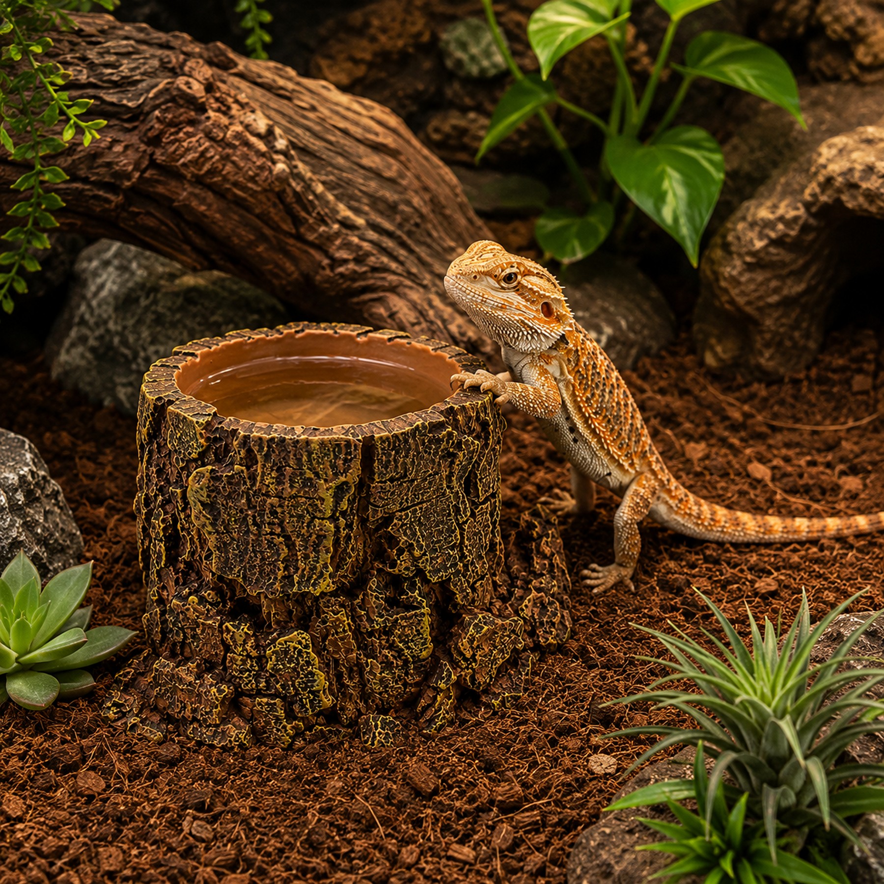 Декорація Hobby Forest Stump 14×12,5×10 см - декоративний пень, поїлка для тераріуму (40848)