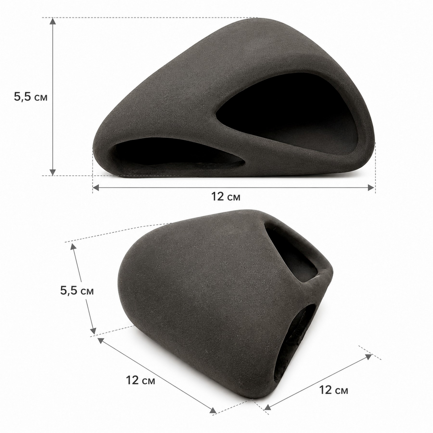Декорація Hobby Wave Cave 1 dark 12×12×5,5 см - керамічне укриття для риб і креветок в акваріумі (41654)