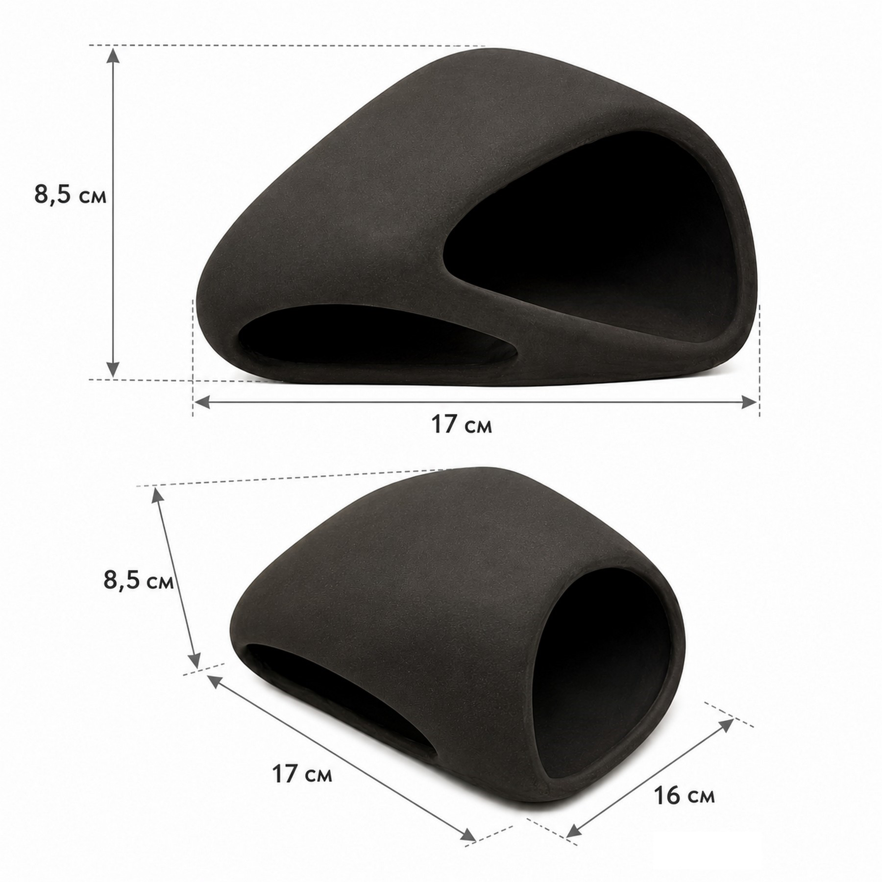 Декорація Hobby Wave Cave 2 dark 17x16x8,5 см - керамічне укриття для риб і креветок в акваріумі (41656)