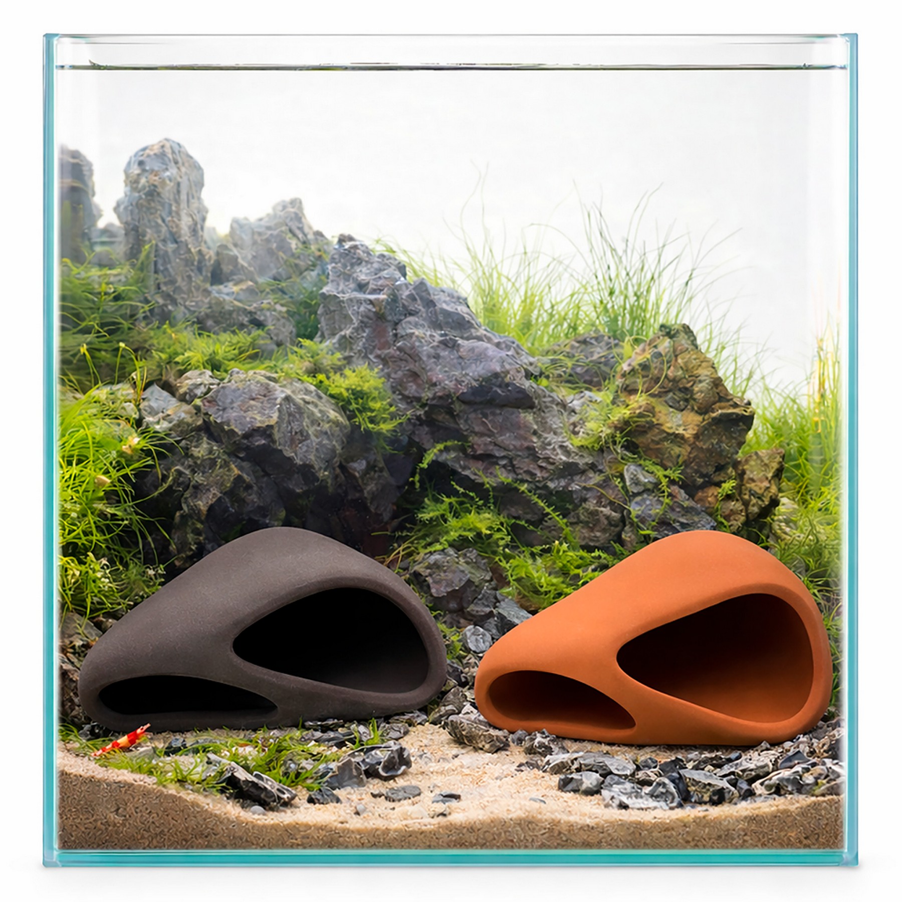Декорація Hobby Wave Cave 2 red 17x16x8,5 см - керамічне укриття для риб і креветок в акваріумі (41659)
