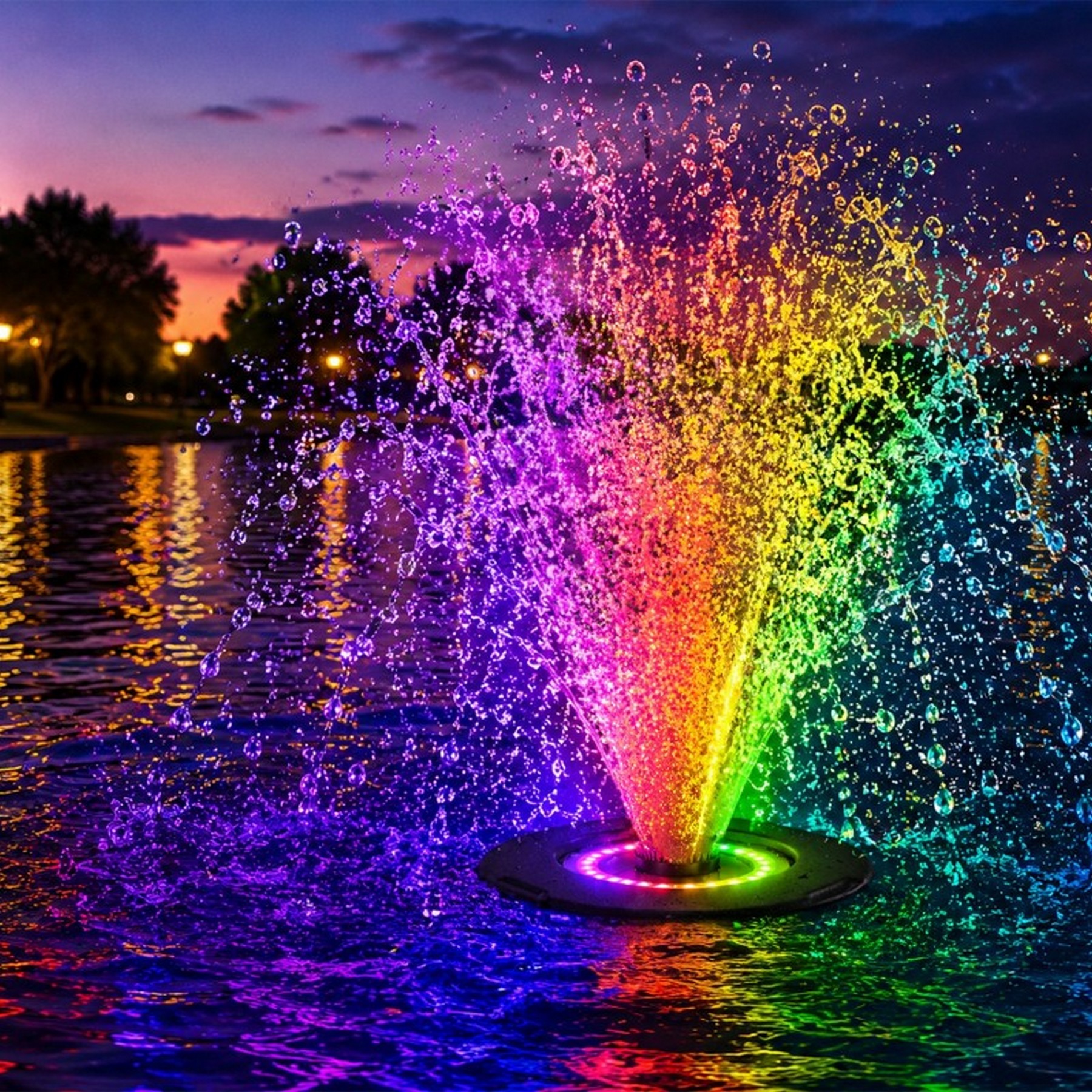 Фонтан, аератор для ставка Kruger Meier PondSplash Elite LED 20000 з LED-підсвіткою 20000 л/год