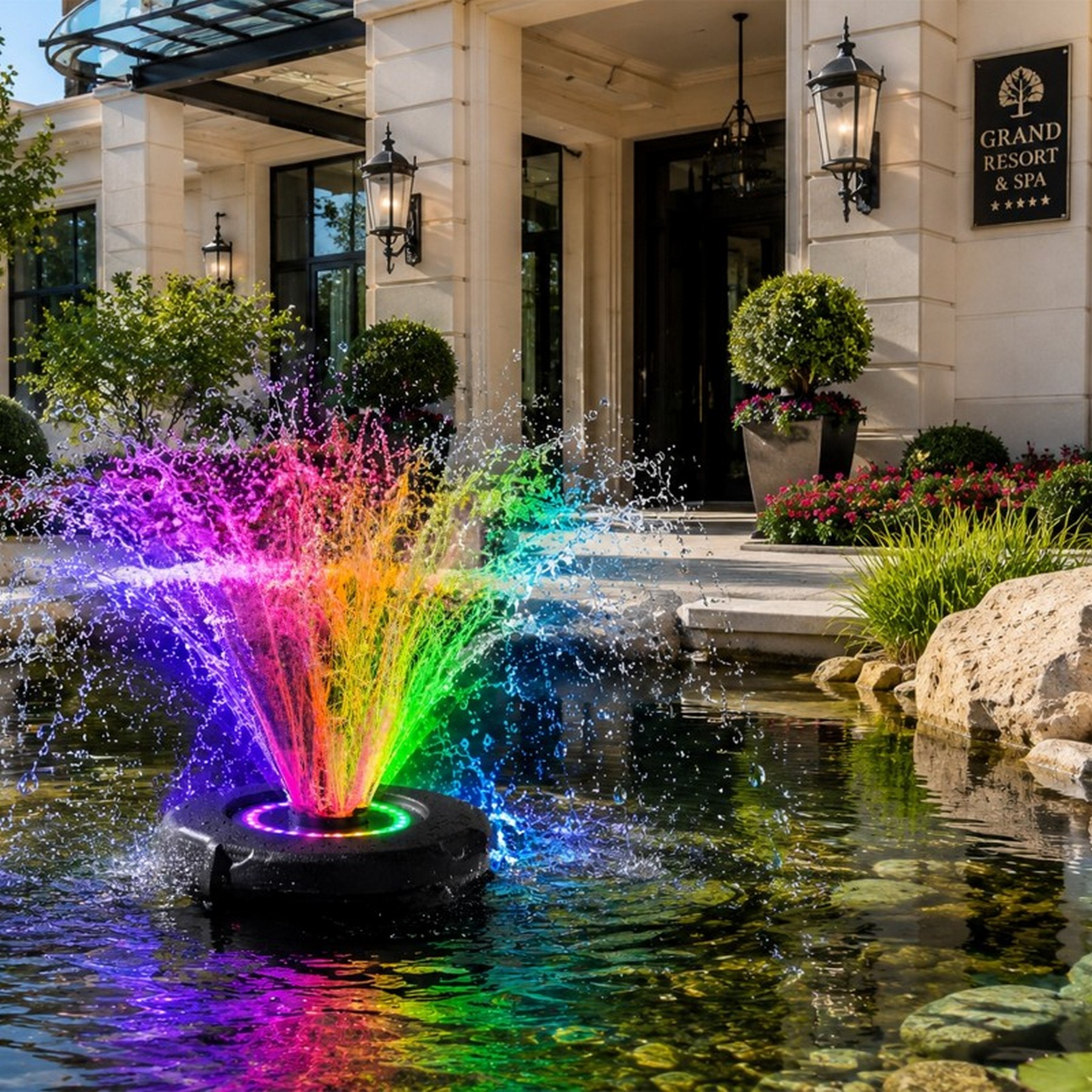 Фонтан, аератор для ставка Kruger Meier PondSplash Elite LED 40000 з LED-підсвіткою 40000 л/год