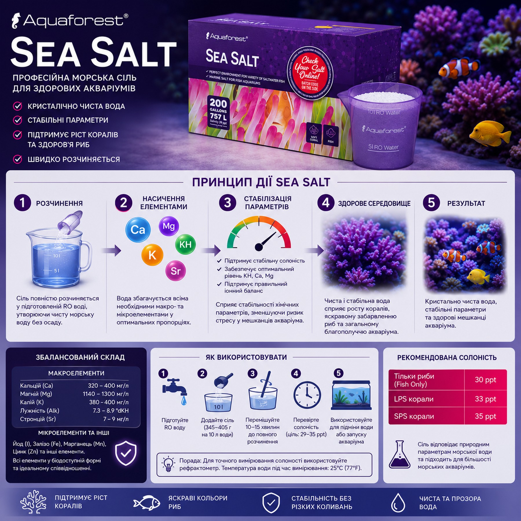Сіль для морського акваріуму Aquaforest Sea Salt 25 кг для риб і м'яких коралів