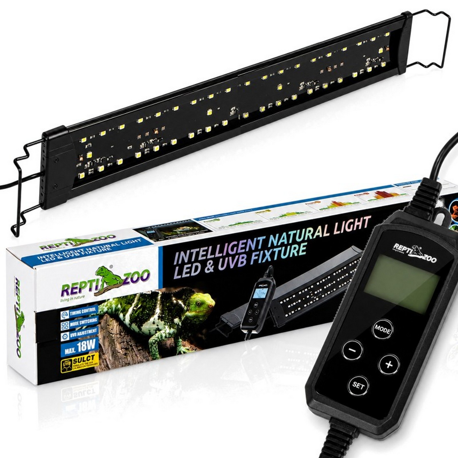 Світильник LED UVB Repti-Zoo Natural Light LED UVB 18W 56-64 см для тераріуму з контролером 