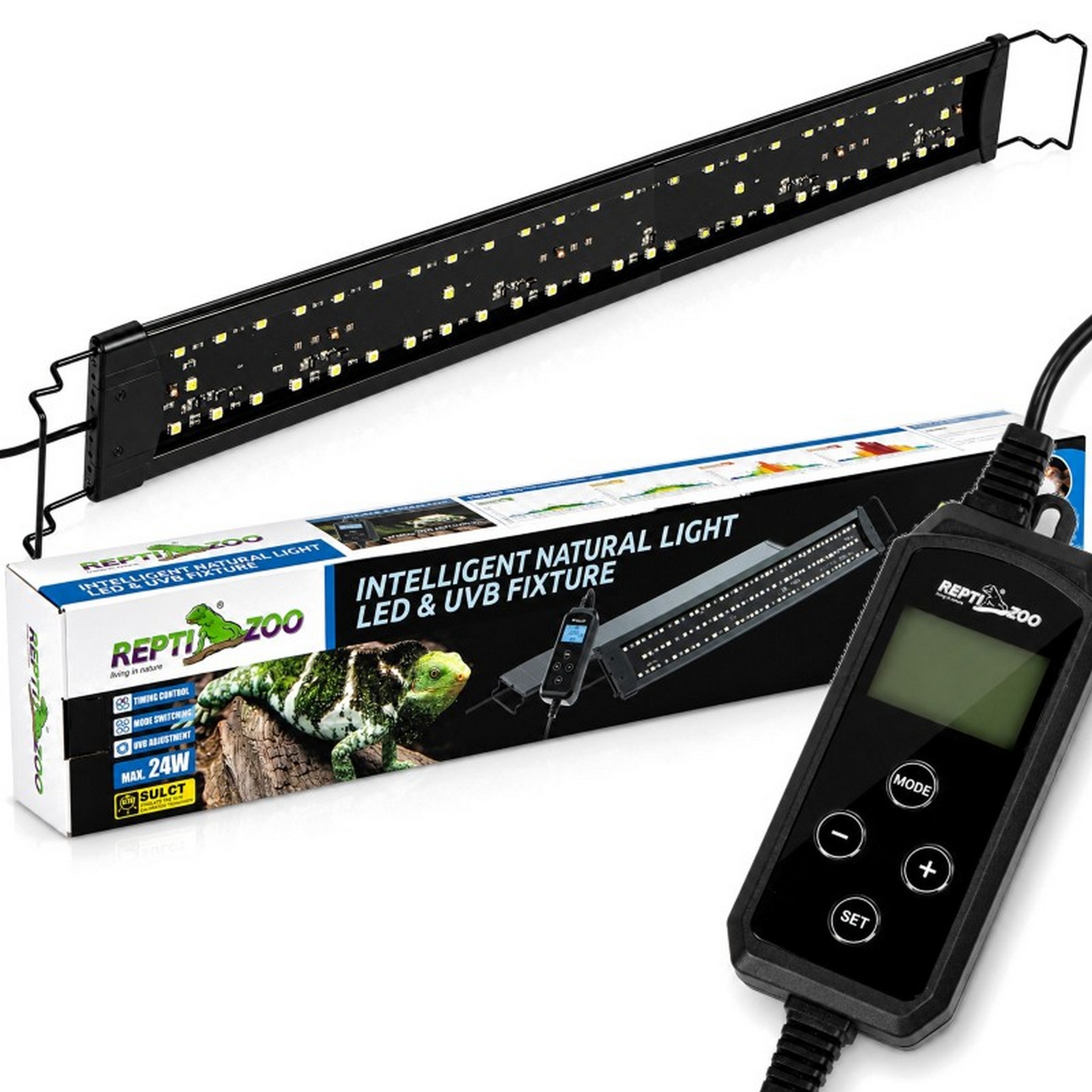 Світильник LED UVB Repti-Zoo Natural Light LED UVB 24W 83-94 см для тераріуму з контролером