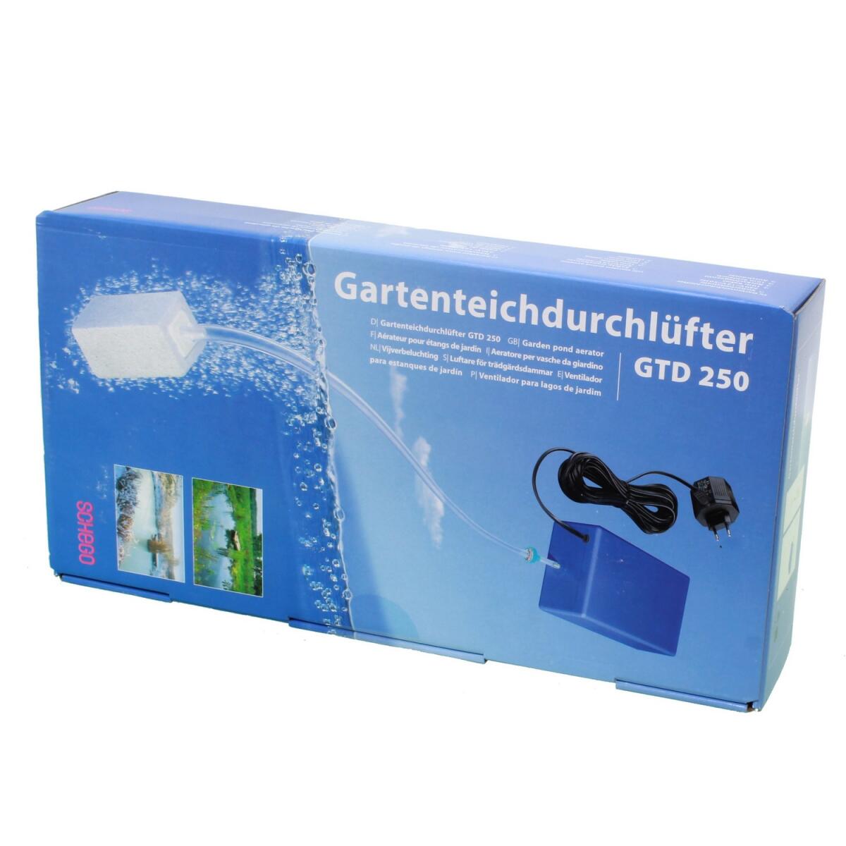 Прудовый компрессор Schego GTD 250 (600) 12В с распылителем и трансформатором для аэрации водоема