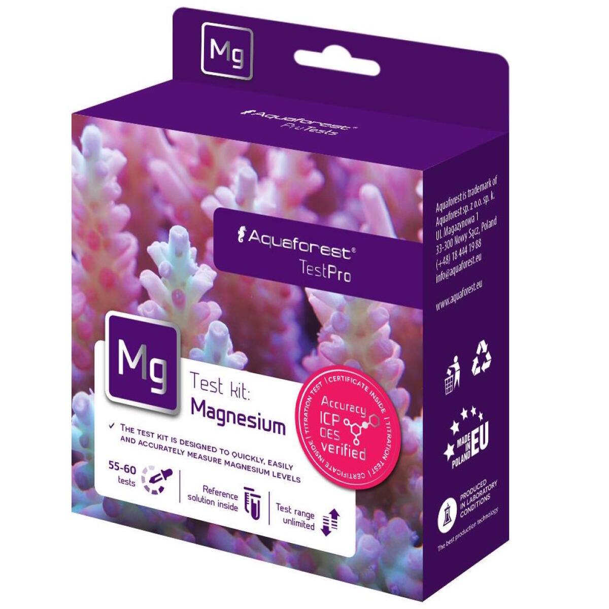 Тест на магній (Mg) Aquaforest Magnesium Test Kit для морського акваріуму, 55–60 тестів