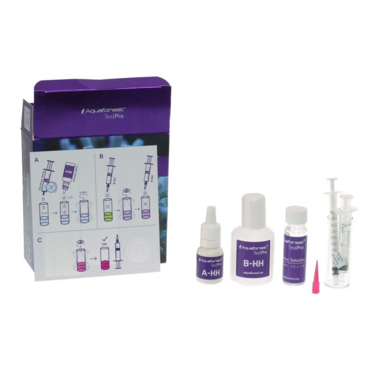 Тест на карбонатну жорсткість (KH) Aquaforest Alkalinity Test Kit, для морських акваріуміві, 78–100 вимірювань