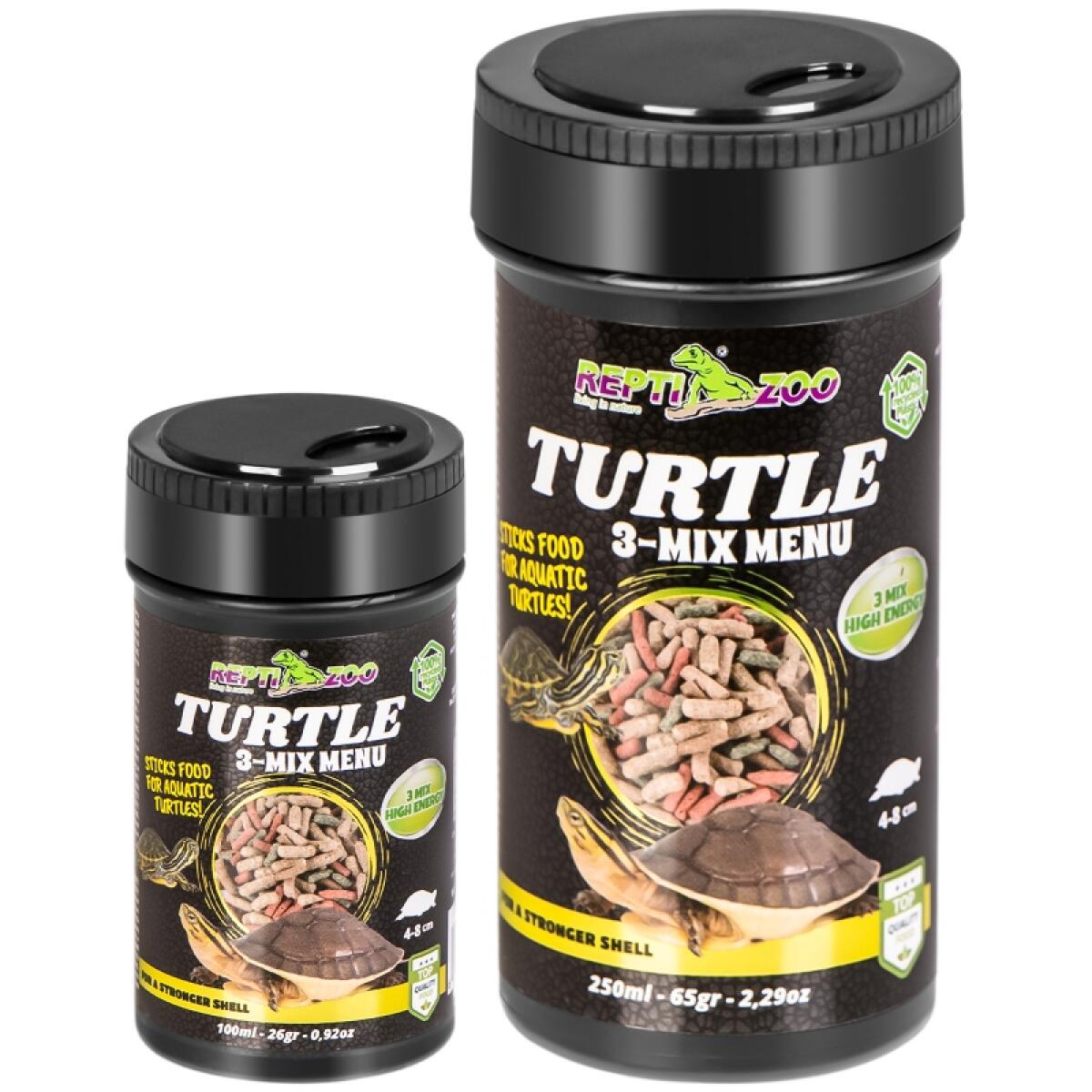 Корм із часником для водних черепах Repti-Zoo Turtle 3-Mix Menu 100мл.