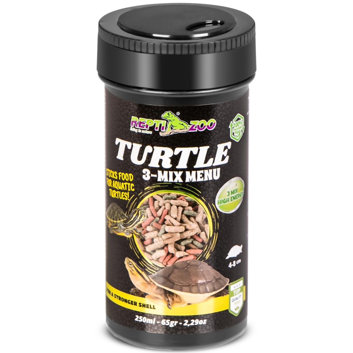 Корм із часником для водних черепах Repti-Zoo Turtle 3-Mix Menu 250мл.