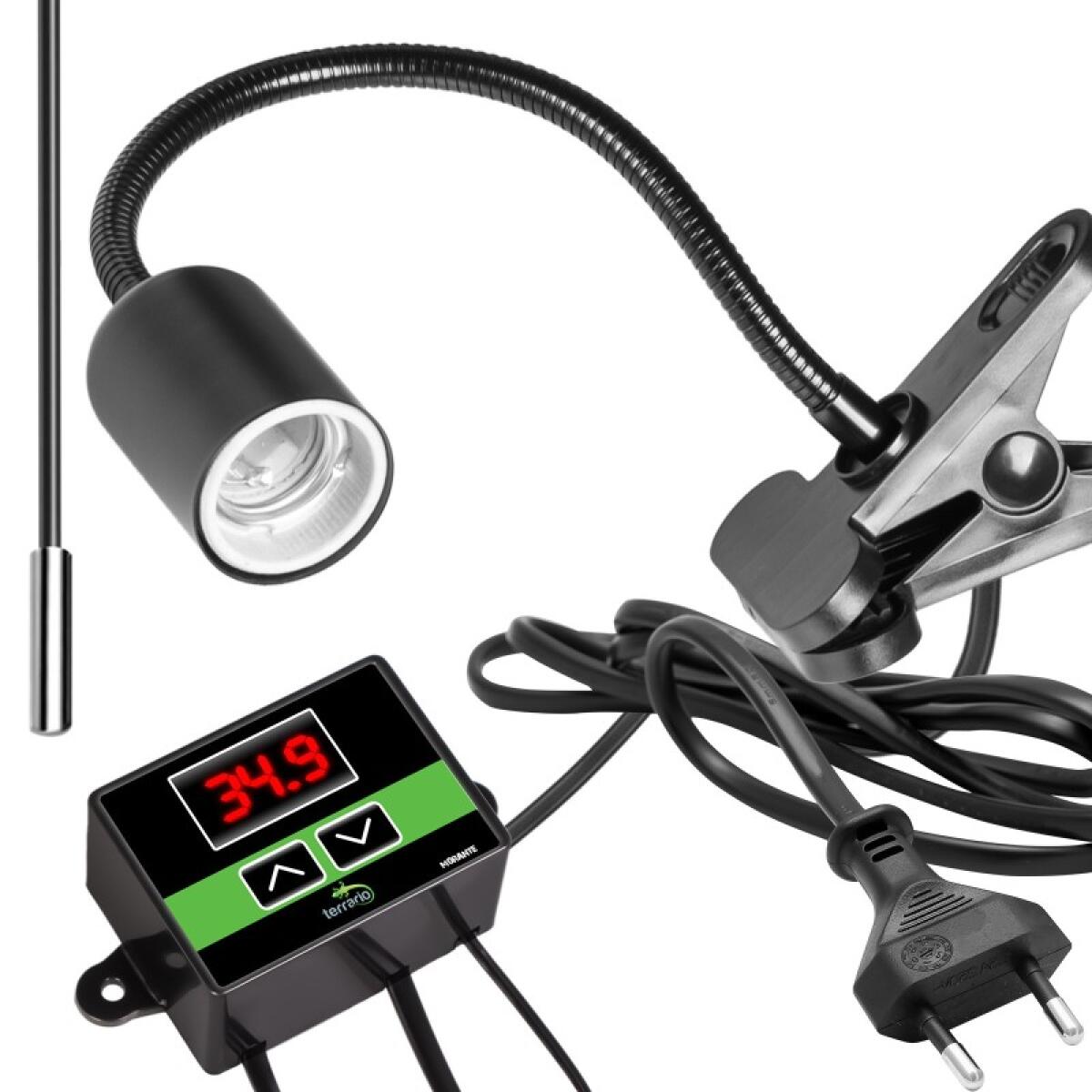 Світильник довгий з затискної ручкою і термостатом Terrario Long ReptiSun Temperature Control 200W
