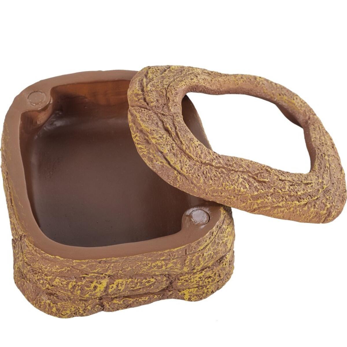 Миска магнітна для живого корму Repti-Zoo Magnetic Food Dish 9×7×4 см (ERB45) з імітацією скелі для тераріумів