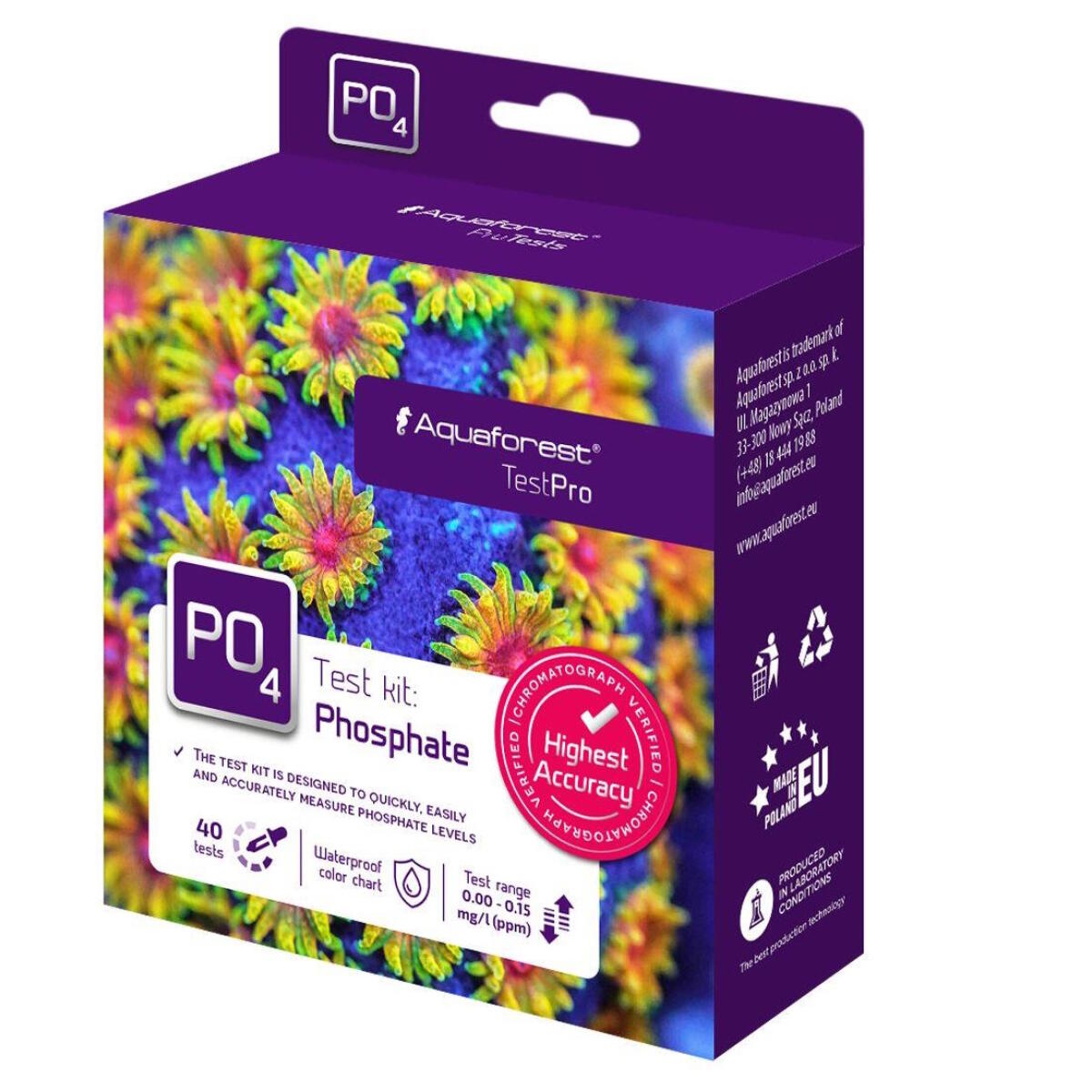 Тест на фосфаты Aquaforest Phosphate Test Kit для морского аквариума, до 40 тестов