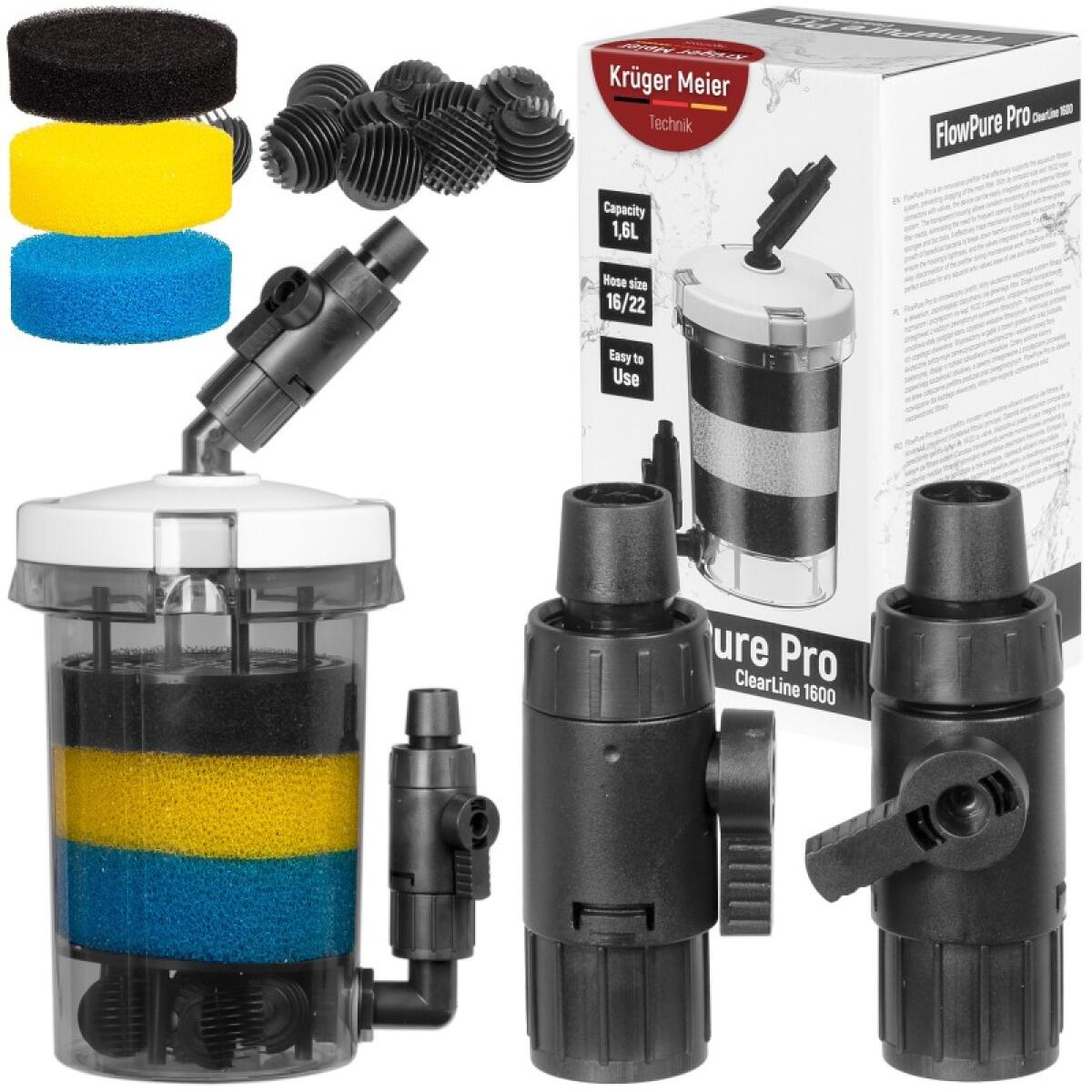 Зовнішній префільтр для акваріума Kruger Meier FlowPure Pro 1600 (16/22 мм) — 1.6 л