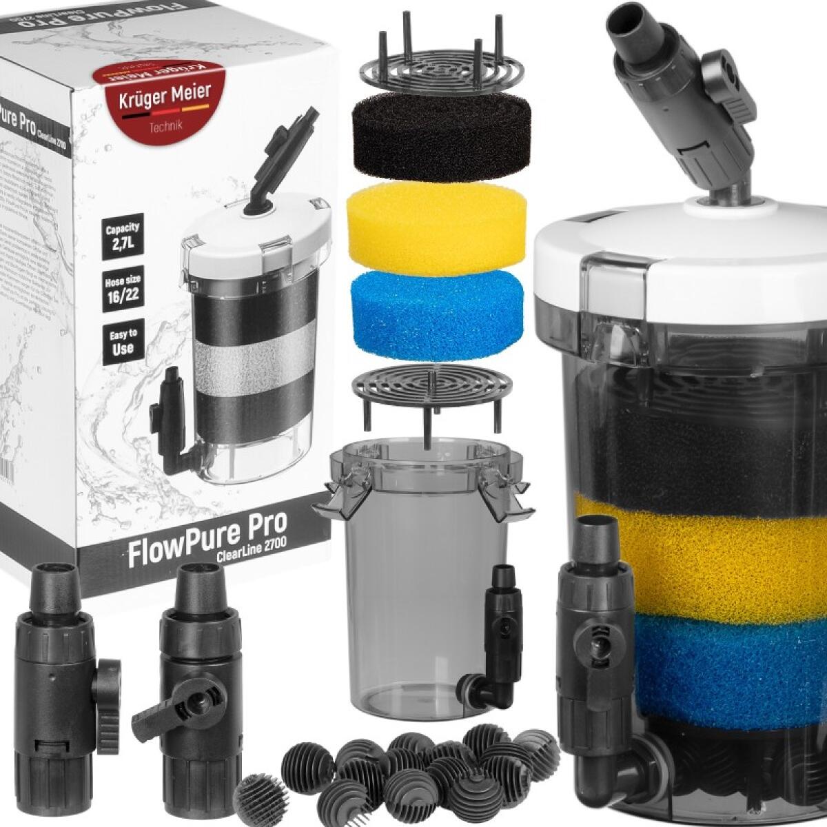 Зовнішній префільтр для акваріума Kruger Meier FlowPure Pro 2700 (16/22 мм) - 2.7 л
