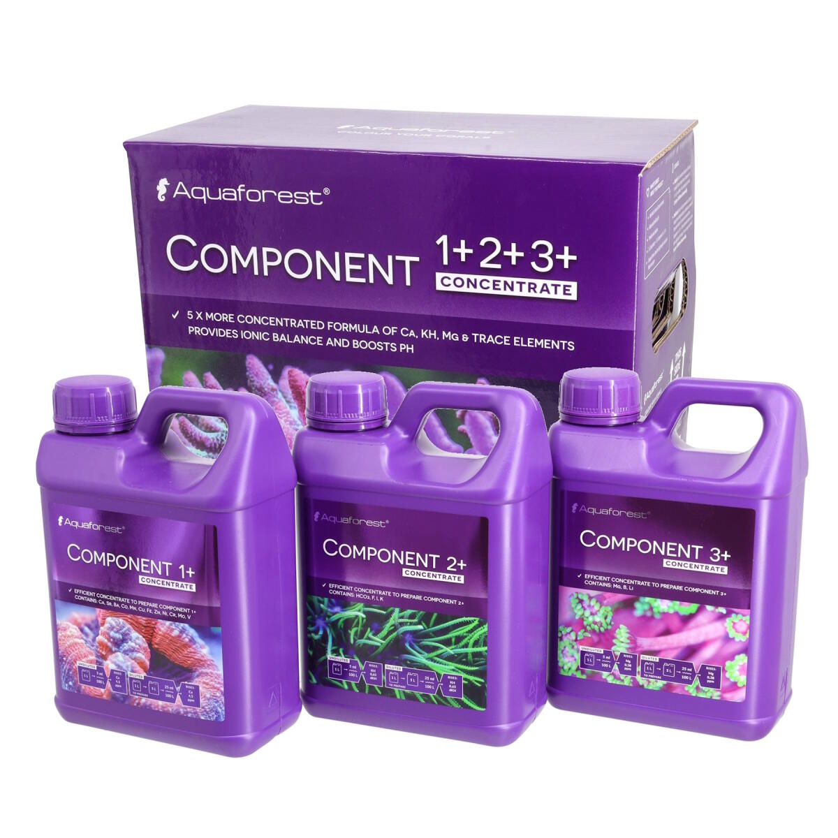 Мікро і макроелементи для морського акваріуму Aquaforest Component Concentrate 1+2+3+, 3x1л - набір для методу Баллінга