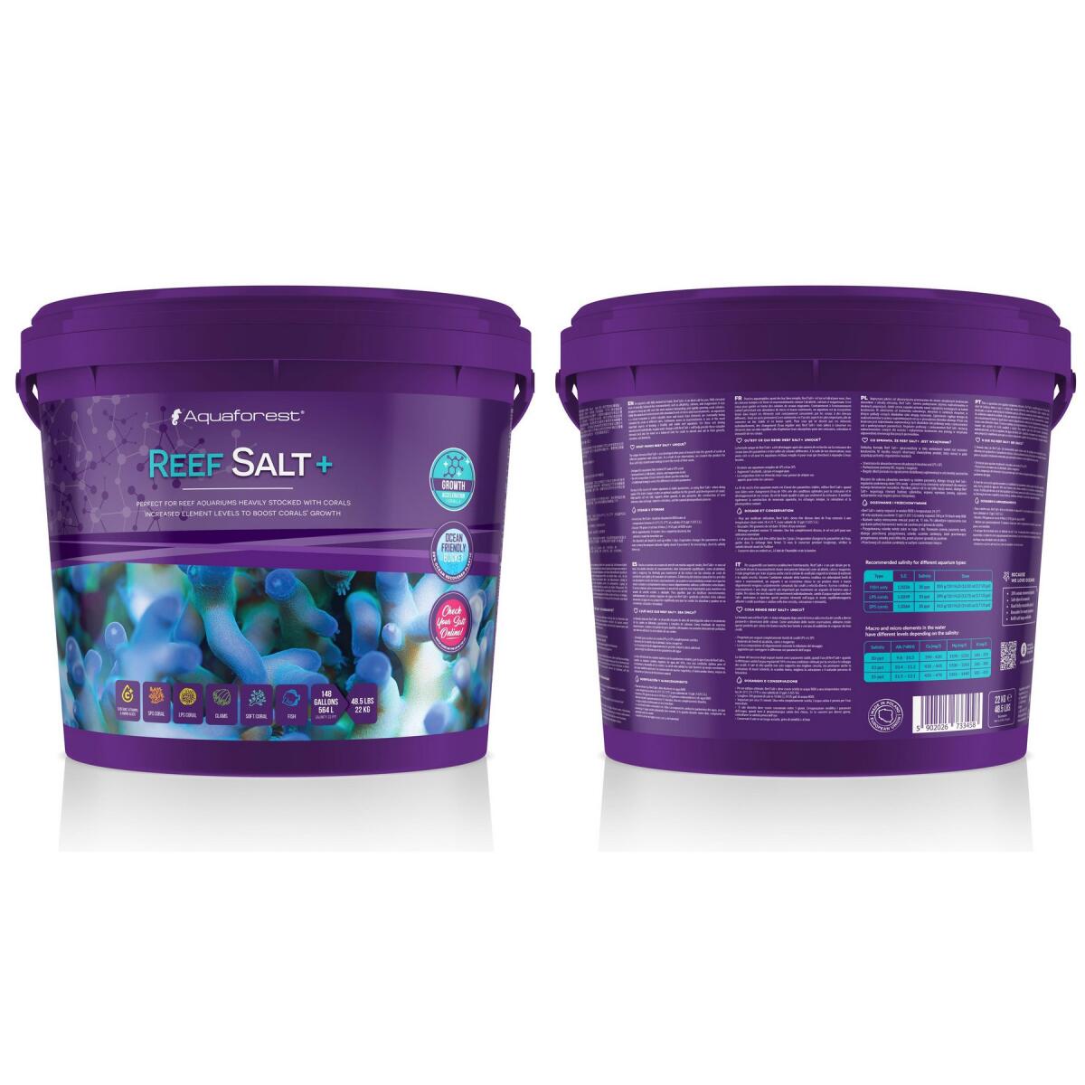 Сіль морська для SPS та LPS коралів Aquaforest Reef Salt Plus 22 кг з підвищеним Ca, Mg та KH